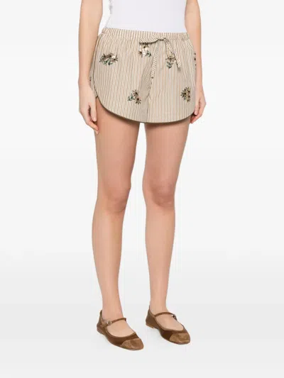 Sandro Striped-pattern Shorts In Neutral