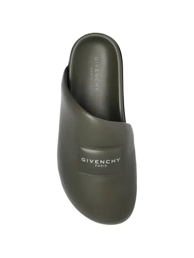 Givenchy Puffy Logo-patch Mules In Green
