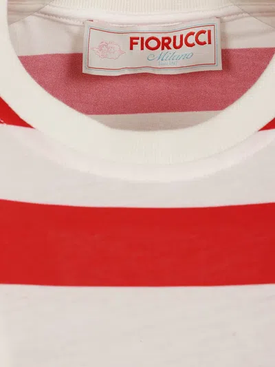 Fiorucci Striped Baby T-shirt With Logo In Red