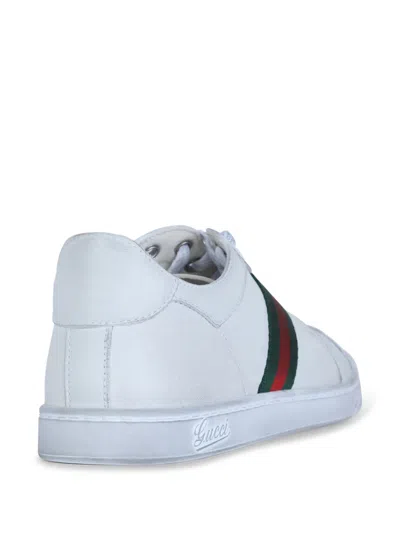 Gucci Leather Stretch Lace Up Sneakers Signature Stripe In Multi