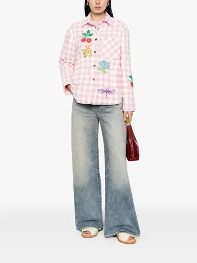 Susanna Blu Crisantemo Gingham Jacket In Pink