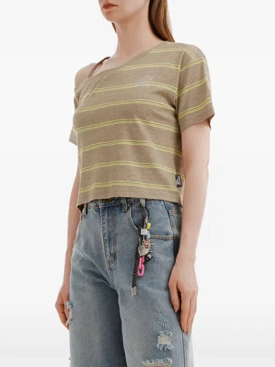 Mini Cream Striped Single-strap Top In Multi