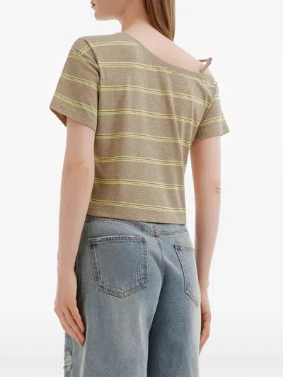 Mini Cream Striped Single-strap Top In Multi