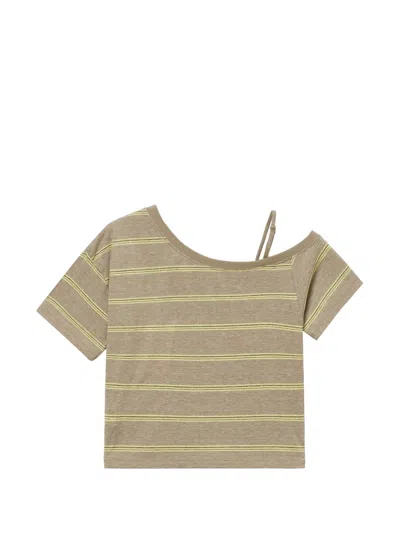 Mini Cream Striped Single-strap Top In Multi