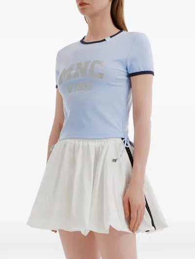 Mini Cream Drawstring-hem T-shirt In Blue