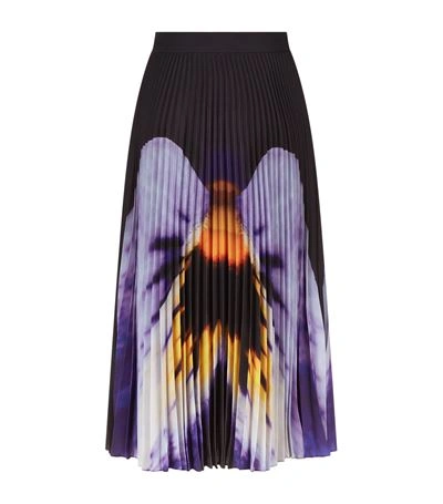 Shop Christopher Kane Pansy Print Pleated Skirt