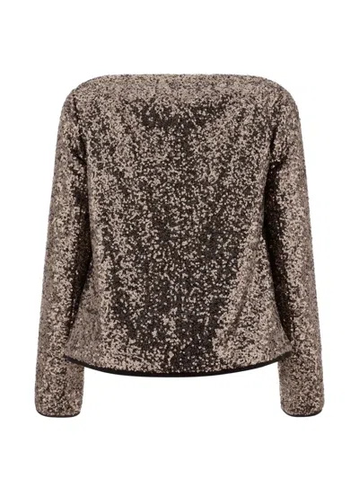 Fit Sequin Jacket In Brown