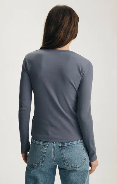 Mavi Long Sleeve Henley T-shirt In Grisaille In Blue
