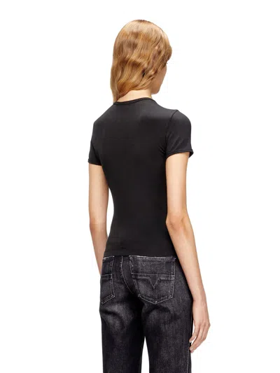 Diesel Slim-fit Stretch Cotton T-shirt With Metallic Oval D Logo In Brown