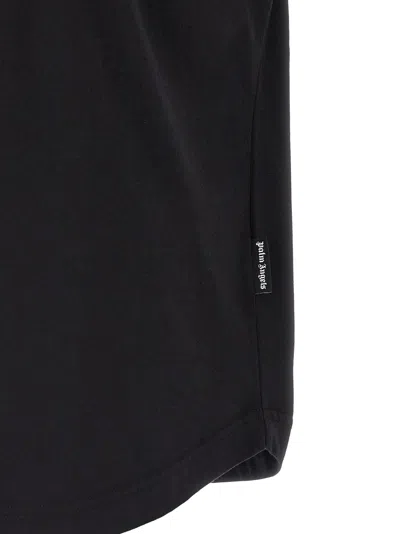 Palm Angels Back Curved Logo Oversized Short Sleeves T-shirt In Black