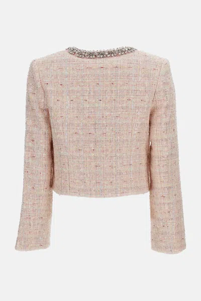 Self-portrait Sequin Boucle Loop Mini Jacket In Pink