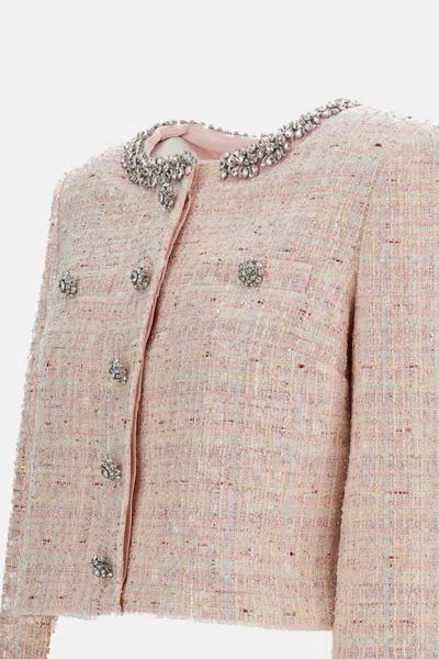 Self-portrait Sequin Boucle Loop Mini Jacket In Pink