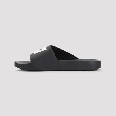 Givenchy Black Sandals With Wide Band And Contrasting Logo Patch In Rubber Man