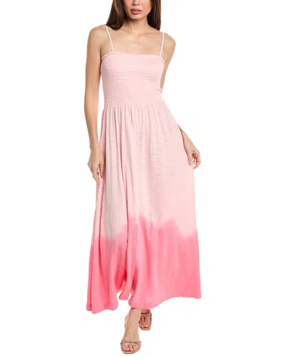 Atm Anthony Thomas Melillo Tonal Drop Slub Jersey Smocked Maxi Dress In Cherry Blossom Combo