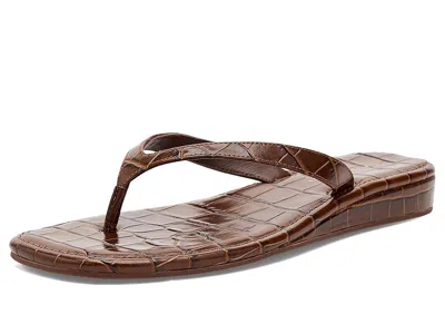 Loeffler Randall Lina Croc-effect Leather Thong Sandals In Brown