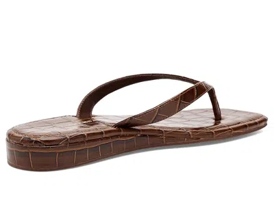 Loeffler Randall Lina Croc-effect Leather Thong Sandals In Brown