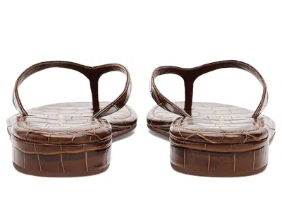 Loeffler Randall Lina Croc-effect Leather Thong Sandals In Brown