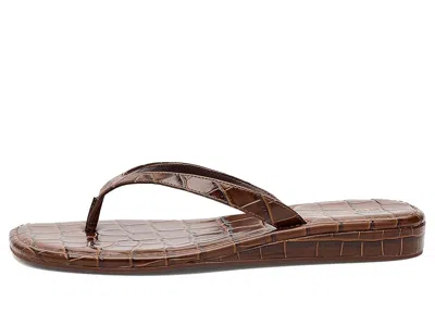Loeffler Randall Lina Croc-effect Leather Thong Sandals In Brown
