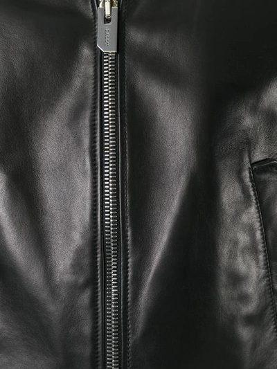 Shop Bally Zipped Leather Jacket - Black