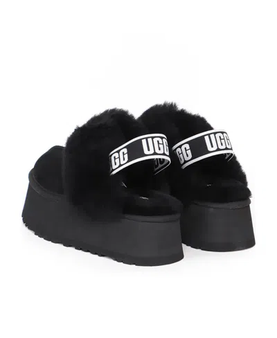 Ugg Shearling Platform Slingback Slippers In Black