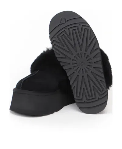 Ugg Shearling Platform Slingback Slippers In Black