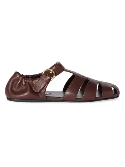 Miu Miu Refined Fisherman Sandals With Ruching And Adjustable Strap In Brown