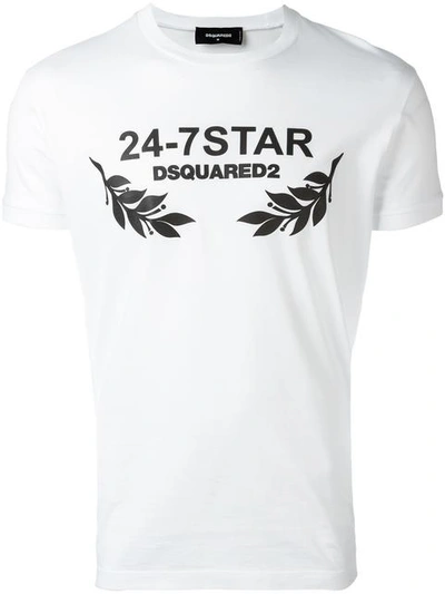 Dsquared2 24-7 Print Cotton Jersey T-shirt In White