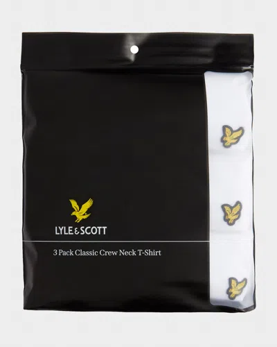 Lyle & Scott Mens Basic 3 Pack T-shirts In White