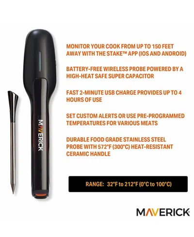 Maverick Stake Extended Range Wireless Bluetooth Thermometer In Black