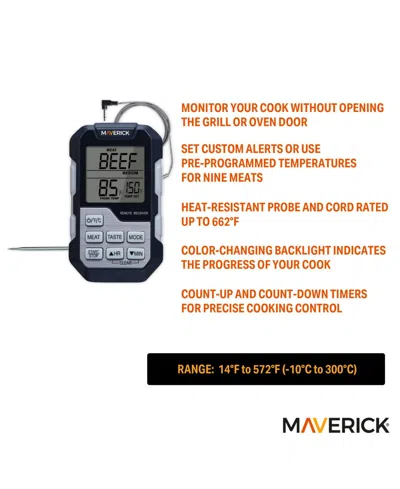 Maverick Single Probe Barbeque Thermometer And Timer In Black
