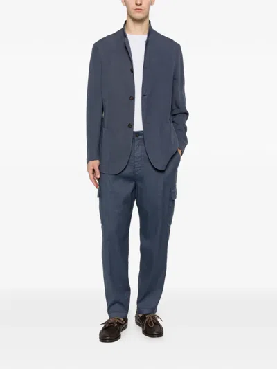 Eleventy Button-fastening Cargo Pants In Blue