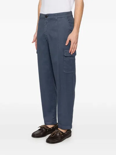 Eleventy Button-fastening Cargo Pants In Blue