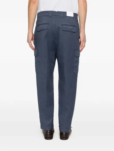 Eleventy Button-fastening Cargo Pants In Blue