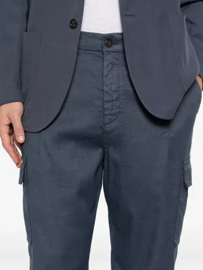 Eleventy Button-fastening Cargo Pants In Blue