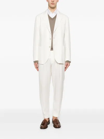 Eleventy Pinstripe-pattern Suit In White