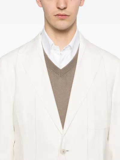 Eleventy Pinstripe-pattern Suit In White