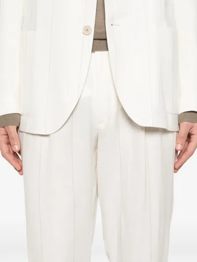 Eleventy Pinstripe-pattern Suit In White