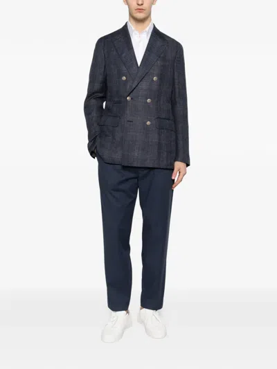 Eleventy Double-breasted Jacket In Blue