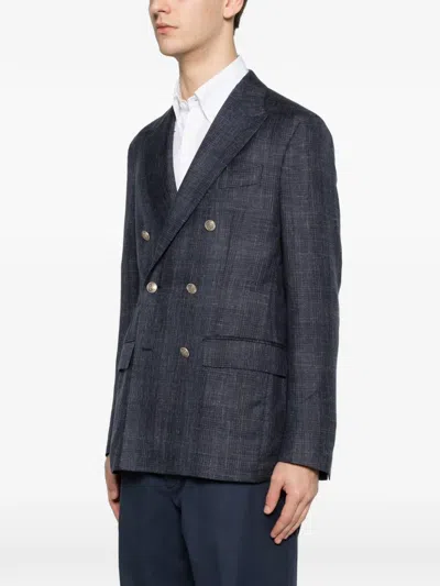 Eleventy Double-breasted Jacket In Blue