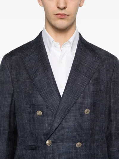 Eleventy Double-breasted Jacket In Blue