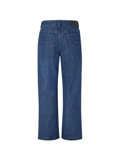 Fendi Leather-patch Jeans In Blue