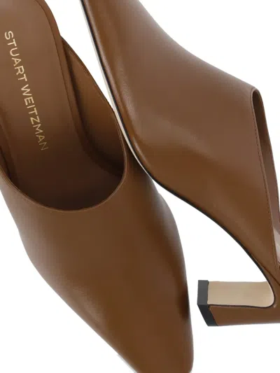 Stuart Weitzman Stassi Pointed-toe Mules In Brown
