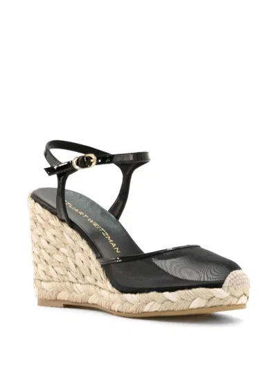 Stuart Weitzman Ankle Strap Espadrilles In Black