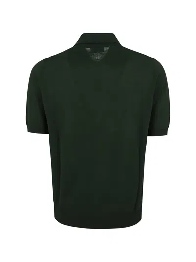 Ballantyne Polo Neck Pullover With Classic Button Front In Green