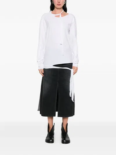 Individual Sentiments Long-sleeve Tie T-shirt In White