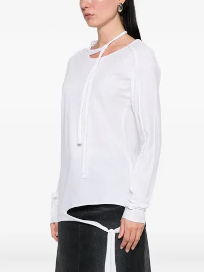 Individual Sentiments Long-sleeve Tie T-shirt In White