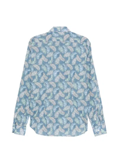 Orian Leaf-print Shirt In Blue