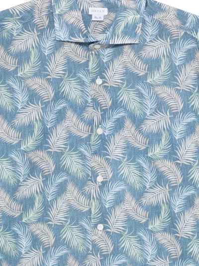 Orian Leaf-print Shirt In Blue