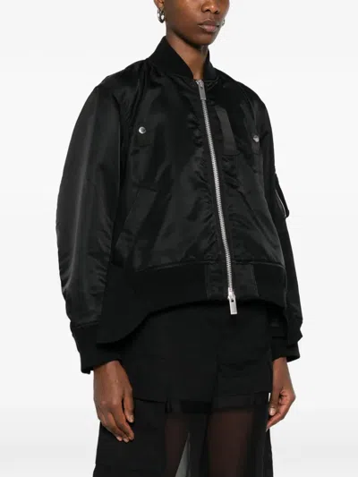 Sacai Zip-pocket Bomber Jacket In Black