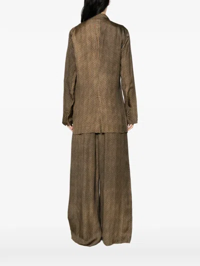 Uma Wang Khloe Geometric-pattern Belted Jacket In Brown